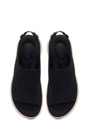 Women's Black Strapped Thick-Soled Fabric Comfort Sandals | Derimod Women's Black Strapped Thick-Soled Fabric Comfort Sandals | Derimod