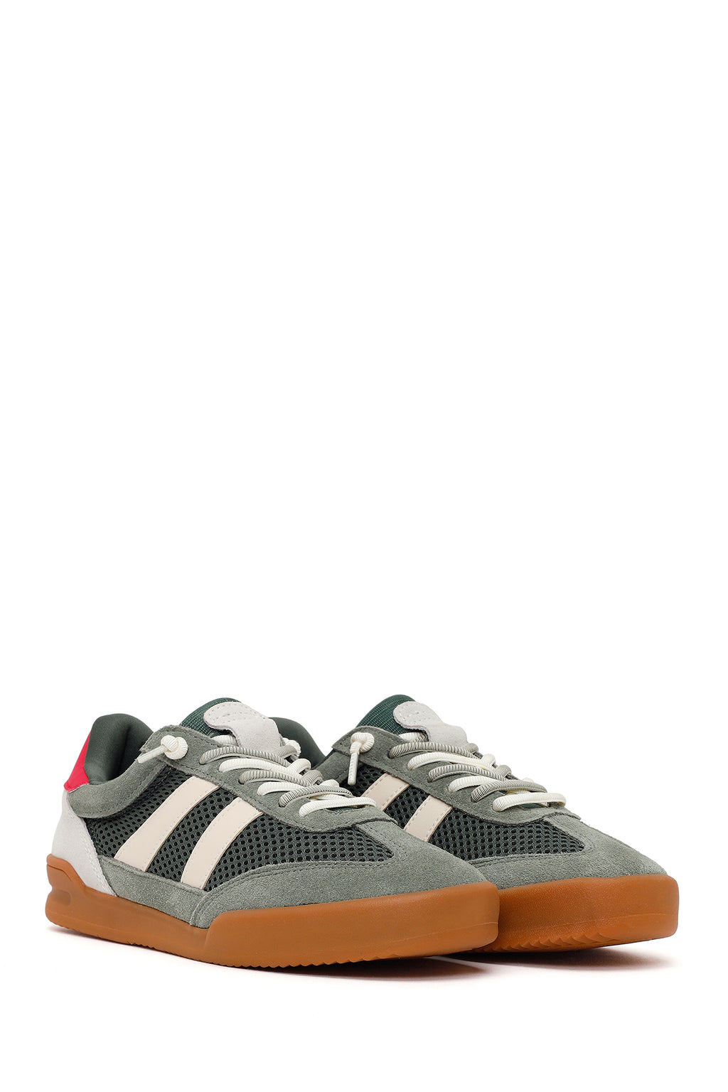 Kadın Yeşil Bağcıklı Deri Sneaker