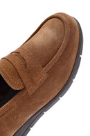 Women's Brown Wedge Heel Suede Leather Comfort Loafer | Derimod Women's Brown Wedge Heel Suede Leather Comfort Loafer | Derimod