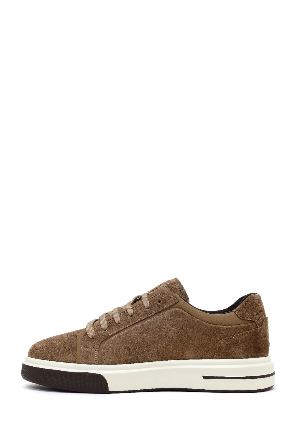 Erkek Vizon Bağcıklı Kalın Tabanlı Süet Deri Sneaker