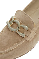 Women's Beige Suede Leather Masculine Loafer | Derimod Women's Beige Suede Leather Masculine Loafer | Derimod