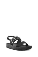 Women's Black Thick Soled Stoned Sandals | Derimod Women's Black Thick Soled Stoned Sandals | Derimod