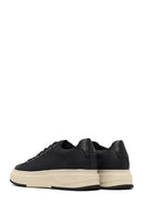 Male Black Lace-Up Thick-Soled Leather Sneaker | Derimod Male Black Lace-Up Thick-Soled Leather Sneaker | Derimod