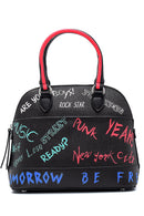 Women's Text Patterned Shoulder Bag | Derimod Women's Text Patterned Shoulder Bag | Derimod