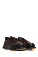 Men's Brown Lace-Up Thick-Soled Leather Sneaker | Derimod Men's Brown Lace-Up Thick-Soled Leather Sneaker | Derimod