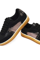 Kadın Siyah Bağcıklı Kalın Tabanlı Desenli Sneaker | Derimod Kadın Siyah Bağcıklı Kalın Tabanlı Desenli Sneaker | Derimod