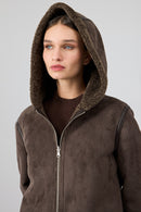 Fiorentini Women Brown Reversible Hooded Teddy Coat | Derimod Fiorentini Women Brown Reversible Hooded Teddy Coat | Derimod