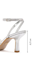 Women's Silver Ankle Strap Stone Thin Heel Sandals | Derimod Women's Silver Ankle Strap Stone Thin Heel Sandals | Derimod