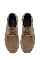 Men's Mink Laced Nubuck Leather Casual Shoes | Derimod Men's Mink Laced Nubuck Leather Casual Shoes | Derimod