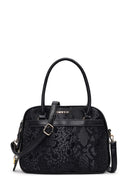Woman Black Long-Strap Printed Shoulder Bag | Derimod Woman Black Long-Strap Printed Shoulder Bag | Derimod