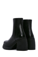 Women's Black Leather Platform Heeled Boots | Derimod Women's Black Leather Platform Heeled Boots | Derimod