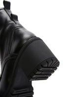 Women's Black Leather Zippered Heeled Boots | Derimod Women's Black Leather Zippered Heeled Boots | Derimod