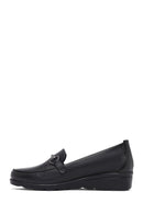 Woman Black Buckled Wedge Heel Leather Loafer | Derimod Woman Black Buckled Wedge Heel Leather Loafer | Derimod
