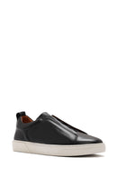 Erkek Siyah Lastikli Deri Sneaker | Derimod Erkek Siyah Lastikli Deri Sneaker | Derimod