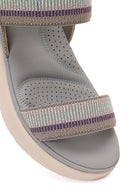 Women's Grey Strapped Thick-Soled Fabric Comfort Sandals | Derimod Women's Grey Strapped Thick-Soled Fabric Comfort Sandals | Derimod