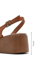 Women's Brown Thick Soled Leather Comfort Sandals | Derimod Women's Brown Thick Soled Leather Comfort Sandals | Derimod