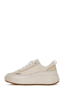 Women's Beige Lace-Up Thick-Sole Knitted Sneakers | Derimod Women's Beige Lace-Up Thick-Sole Knitted Sneakers | Derimod