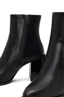 Women's Black Zippered Thick Heeled Leather Boot | Derimod Women's Black Zippered Thick Heeled Leather Boot | Derimod