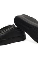 Men's Black Lace-Up Thick-Soled Leather Sneaker | Derimod Men's Black Lace-Up Thick-Soled Leather Sneaker | Derimod