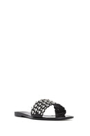 Women's Black Stone Jelly Slippers | Derimod Women's Black Stone Jelly Slippers | Derimod