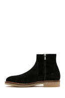 Men's Black Zippered Suede Leather Casual Boots | Derimod Men's Black Zippered Suede Leather Casual Boots | Derimod