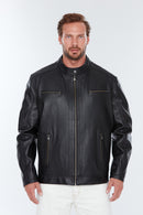 Alanzo (Plus) Men's Black Leather Jacket | Derimod Alanzo (Plus) Men's Black Leather Jacket | Derimod