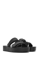 Women's Black Strappy Thick Soled Jelly Slippers | Derimod Women's Black Strappy Thick Soled Jelly Slippers | Derimod