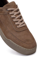 Men's Beige Lace-Up Nubuck Leather Sneakers | Derimod Men's Beige Lace-Up Nubuck Leather Sneakers | Derimod