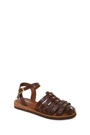 Woman Brown Buckled Leather Bodrum Sandal | Derimod Woman Brown Buckled Leather Bodrum Sandal | Derimod