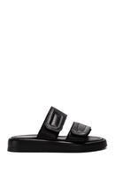 Women's Black Leather Comfort Slippers | Derimod Women's Black Leather Comfort Slippers | Derimod