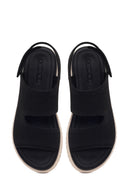 Women's Black Strapped Thick-Soled Fabric Sandals | Derimod Women's Black Strapped Thick-Soled Fabric Sandals | Derimod