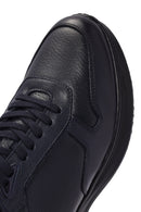 Erkek Lacivert Bağcıklı Deri Casual Sneaker | Derimod Erkek Lacivert Bağcıklı Deri Casual Sneaker | Derimod