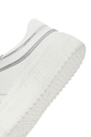 Woman White Laced Thick Sole Leather Sneakers | Derimod Woman White Laced Thick Sole Leather Sneakers | Derimod