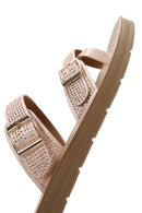 Women's Pink Double Buckled Stoned Slippers | Derimod Women's Pink Double Buckled Stoned Slippers | Derimod