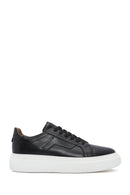 Men's Black Lace-up Thick-Sole Leather Sneaker | Derimod Men's Black Lace-up Thick-Sole Leather Sneaker | Derimod