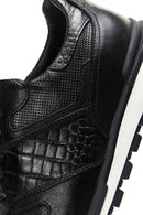 Men's Black Leather Printed Sneaker | Derimod Men's Black Leather Printed Sneaker | Derimod