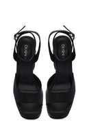 Women's Black Ankle Buckle Platform High Thick Heel Sandals | Derimod Women's Black Ankle Buckle Platform High Thick Heel Sandals | Derimod