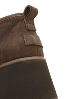 Women's Mink Thick Soled Suede Leather Teddy Boots | Derimod Women's Mink Thick Soled Suede Leather Teddy Boots | Derimod