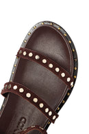 Women's Brown Ankle Strap Metal Detailed Suede Leather Sandals | Derimod Women's Brown Ankle Strap Metal Detailed Suede Leather Sandals | Derimod