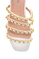 Women's White Chain Detailed Flat Slippers | Derimod Women's White Chain Detailed Flat Slippers | Derimod