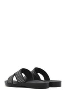 Women's Black Straw Slippers | Derimod Women's Black Straw Slippers | Derimod