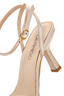 Women's Gold Metallic Ankle Strap Thin Heel Sandals | Derimod Women's Gold Metallic Ankle Strap Thin Heel Sandals | Derimod