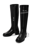 Women's Black Zippered Short Thick Heeled Leather Boots | Derimod Women's Black Zippered Short Thick Heeled Leather Boots | Derimod