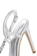 Women's Silver Ankle Strap Thin Heel Sandals | Derimod Women's Silver Ankle Strap Thin Heel Sandals | Derimod