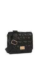 Geox Women's Black Veriana Quilted Leather Shoulder Bag | Derimod Geox Women's Black Veriana Quilted Leather Shoulder Bag | Derimod