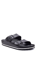 Men's Leather Double Buckle Slippers | Derimod Men's Leather Double Buckle Slippers | Derimod