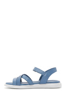 Women's Blue Leather Comfort Sandals | Derimod Women's Blue Leather Comfort Sandals | Derimod