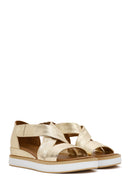 Women's Gold Thick Soled Leather Sandals | Derimod Women's Gold Thick Soled Leather Sandals | Derimod