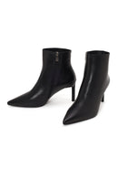 Woman Black Zip Closure Stiletto Heel Leather Boots | Derimod Woman Black Zip Closure Stiletto Heel Leather Boots | Derimod