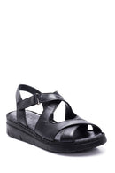 Kadın Siyah Deri Comfort Sandalet | Derimod Kadın Siyah Deri Comfort Sandalet | Derimod